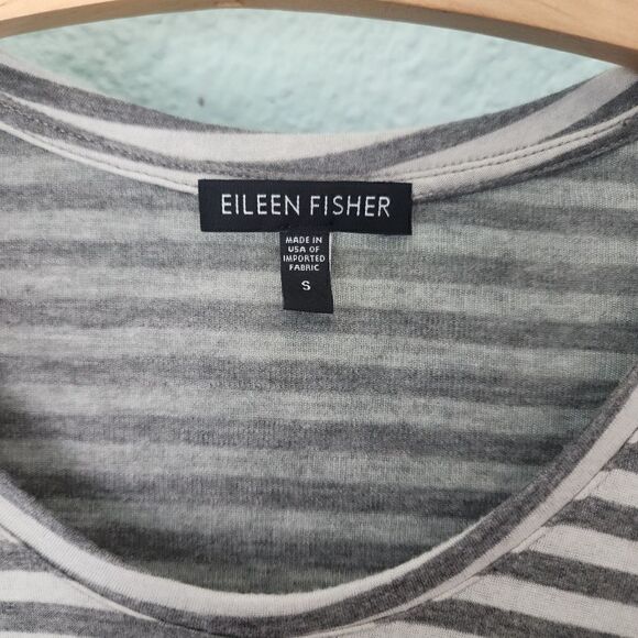 Eileen Fisher micromodal and cashmere blend long sleeve stripe layer blouse - Picture 4 of 11